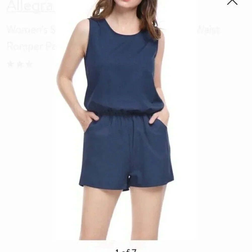Alegra K Sleeveless Blue Shorts Romper sz Small